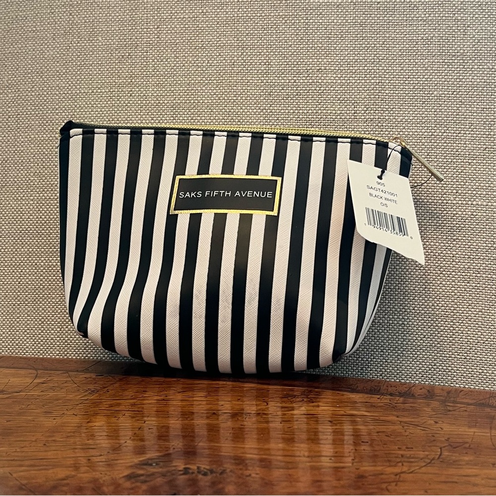 Saks Fifth Avenue Striped Makeup Bag